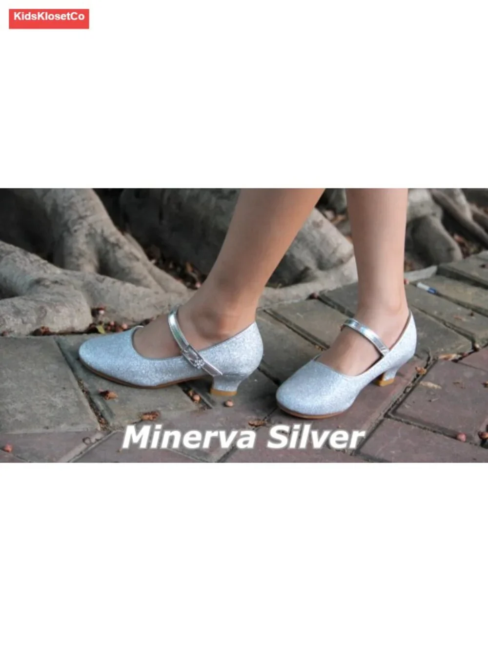 Girls Mary Jane Dress Shoes Glitter Block Heel Hook Loop Toddler Party Wedding